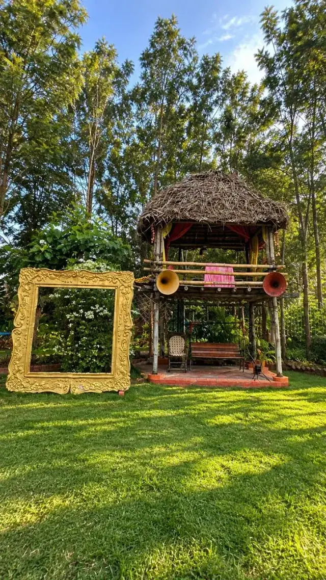 Photo-frame swing on the lawn