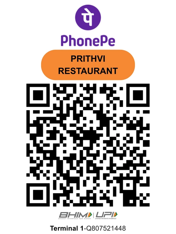 PhonePe UPI QR code for PRITHVI RESTAURANT, terminal 1-Q807521448